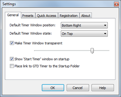 Time selection window
